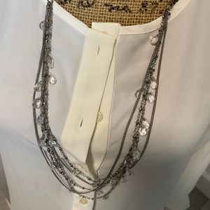 LOFT Silver and Clear Bead Layered Necklace